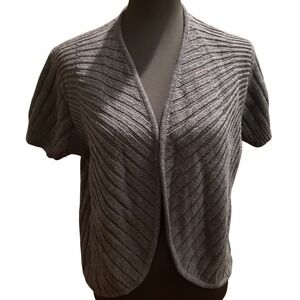 Metro 7‎ Charcoal Gray Ribbed Knit Open Front Short Sleeve Cardigan Sweater XL